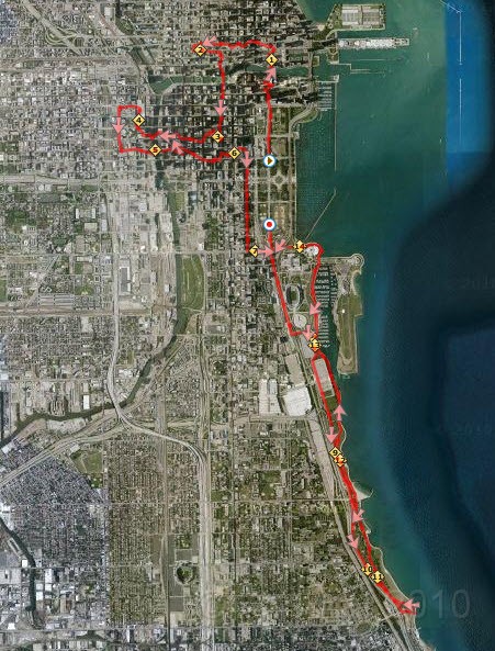 Chicago Rock N Roll 2010 0030.jpg - The half marathon route as captured by the Garmin 305 GPS.
